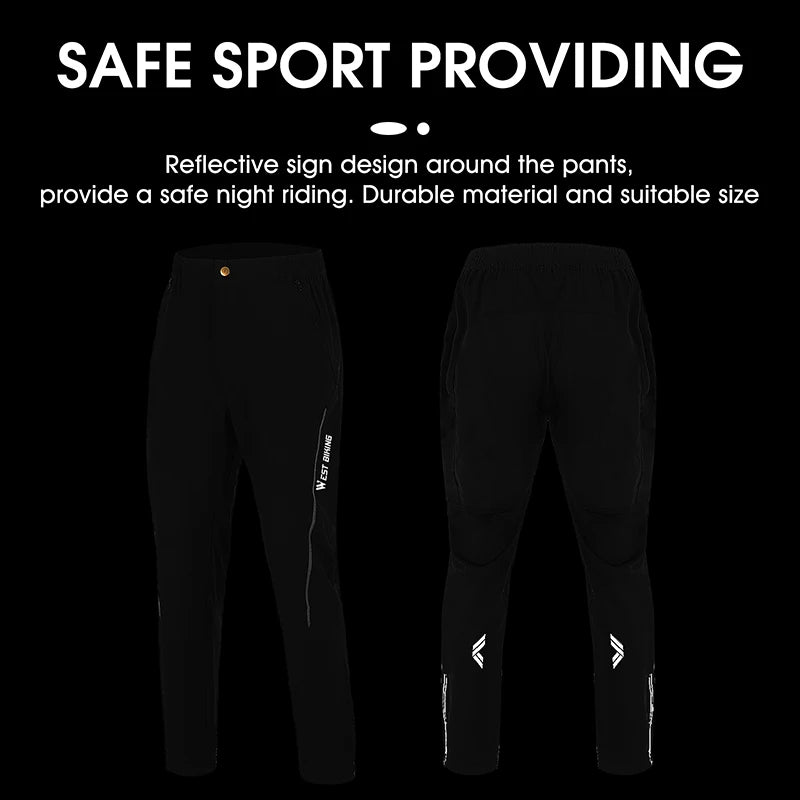 West Biking Men's MTB Quick Dry Pants Reflective Striped Joggers