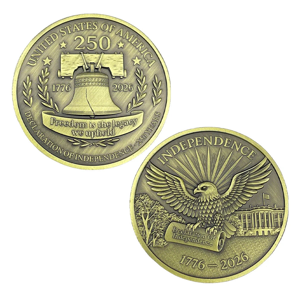 USA 250th Anniversary Commemorative Coin - Liberty Bell & Eagle Design American Independence Historical Memorabilia Coin