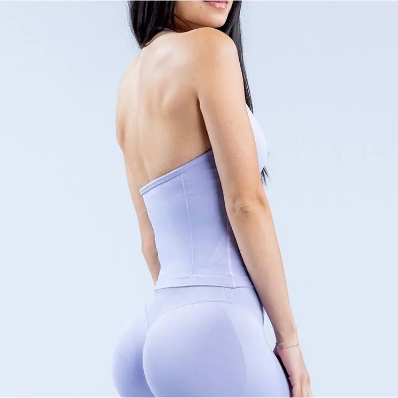 Open-Back Halter Sports Tank Top for Women Yoga and Running
