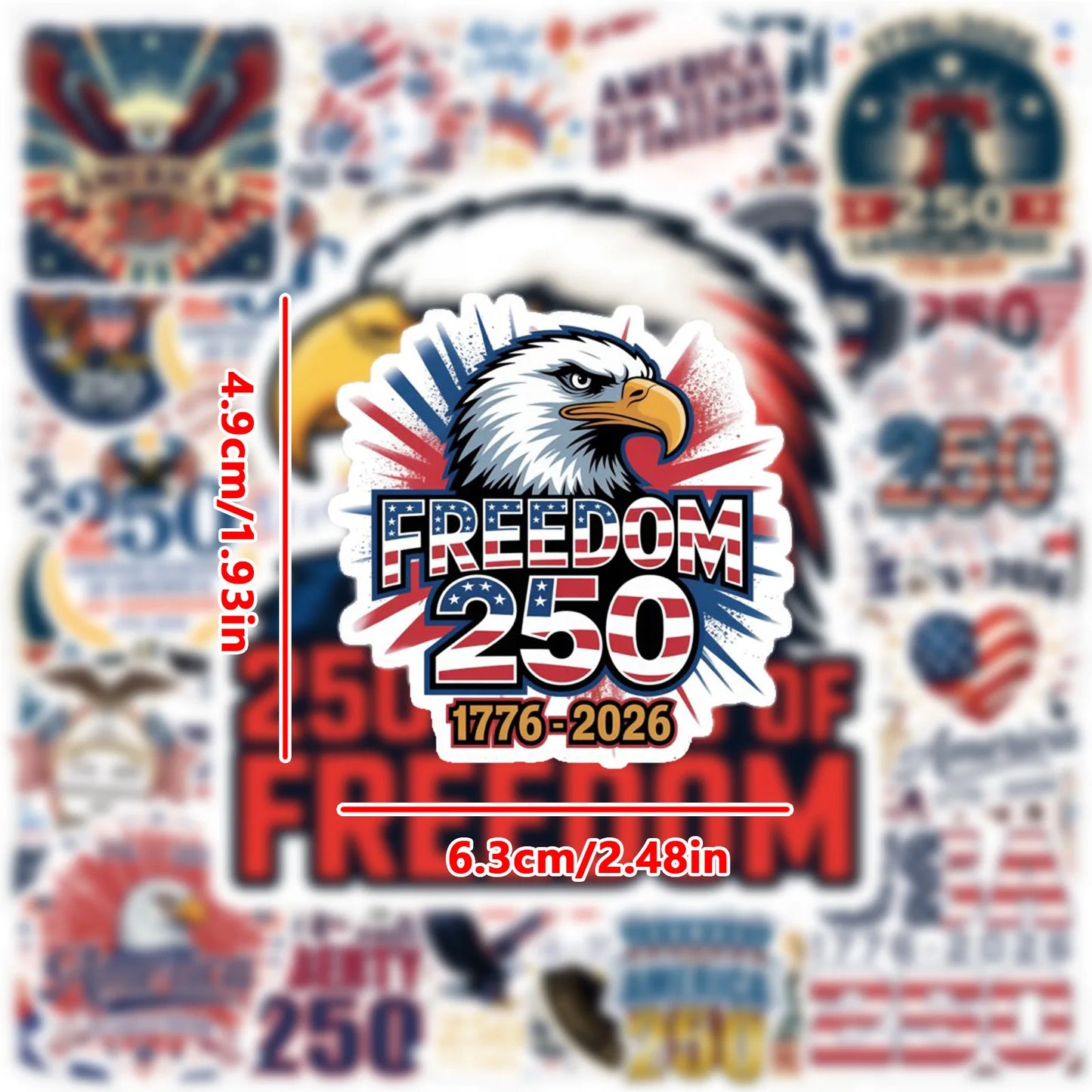55PCS America 250th Anniversary stickers for water cups skateboard Graffiti Waterproof Cool Portable Guitar Luggage Phone Decals