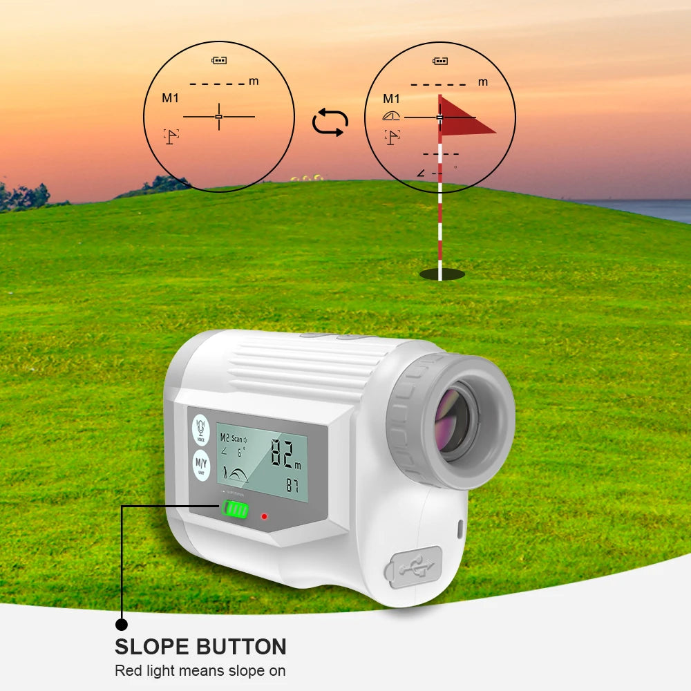 1000Y Golf Rangefinder with Voice Broadcast Laser Range Finder with Flagpole Lock Slope Compensation Screen Display for Golfer