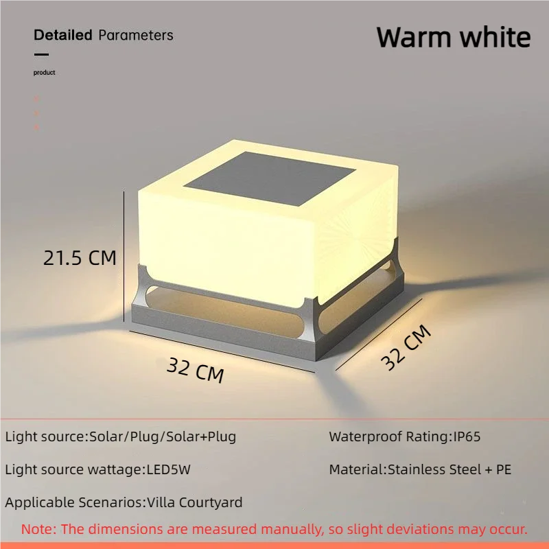 Modern Solar Outdoor Waterproof Decorations Door Post Atmosphere Light Yard Patio Pathway Courtyard Square Wall Pillar Light