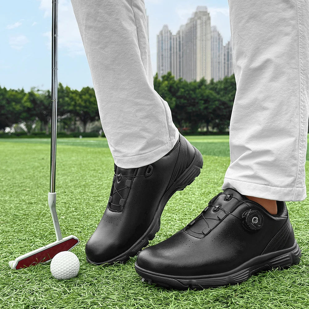 Professional Spiked Men Golf Shoes Waterproof Microfiber Anti-collision Toe Outdoor Competition Sports Sneakers size 39-49  Comfortable Golfing Sneakers Breathable Training Footwears For Walking
