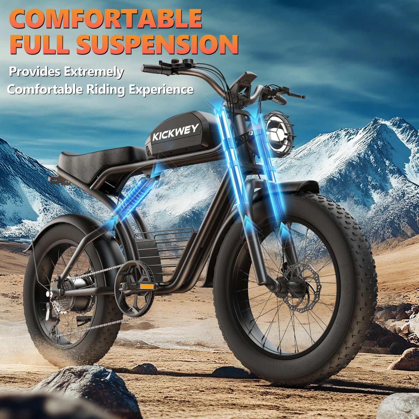 Kickwey K7 1500W 48V Ebike Mountain Fat Tire Electric Bicycle
