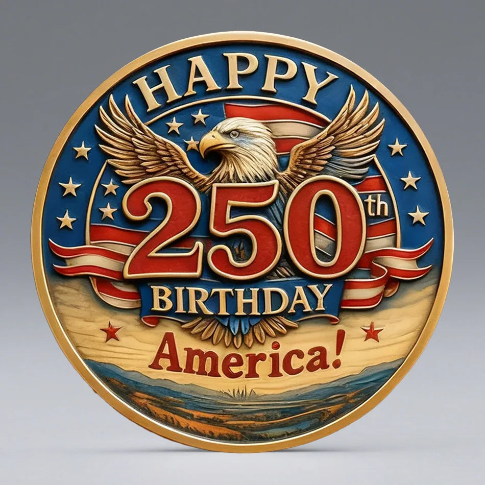 Happy 250th Birthday America Printing Gold Plated Collection Coin 250th Anniversary of U.S Independence Day Collection Coin