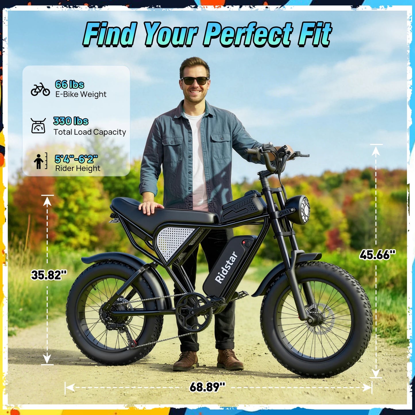 Ridstar MINI30 1500W Electric Bike for Adults Battery 48V 15.6AH E-Bike 31 MPH Electric Bicycle 20x4" Fat Tire Mountain Bike