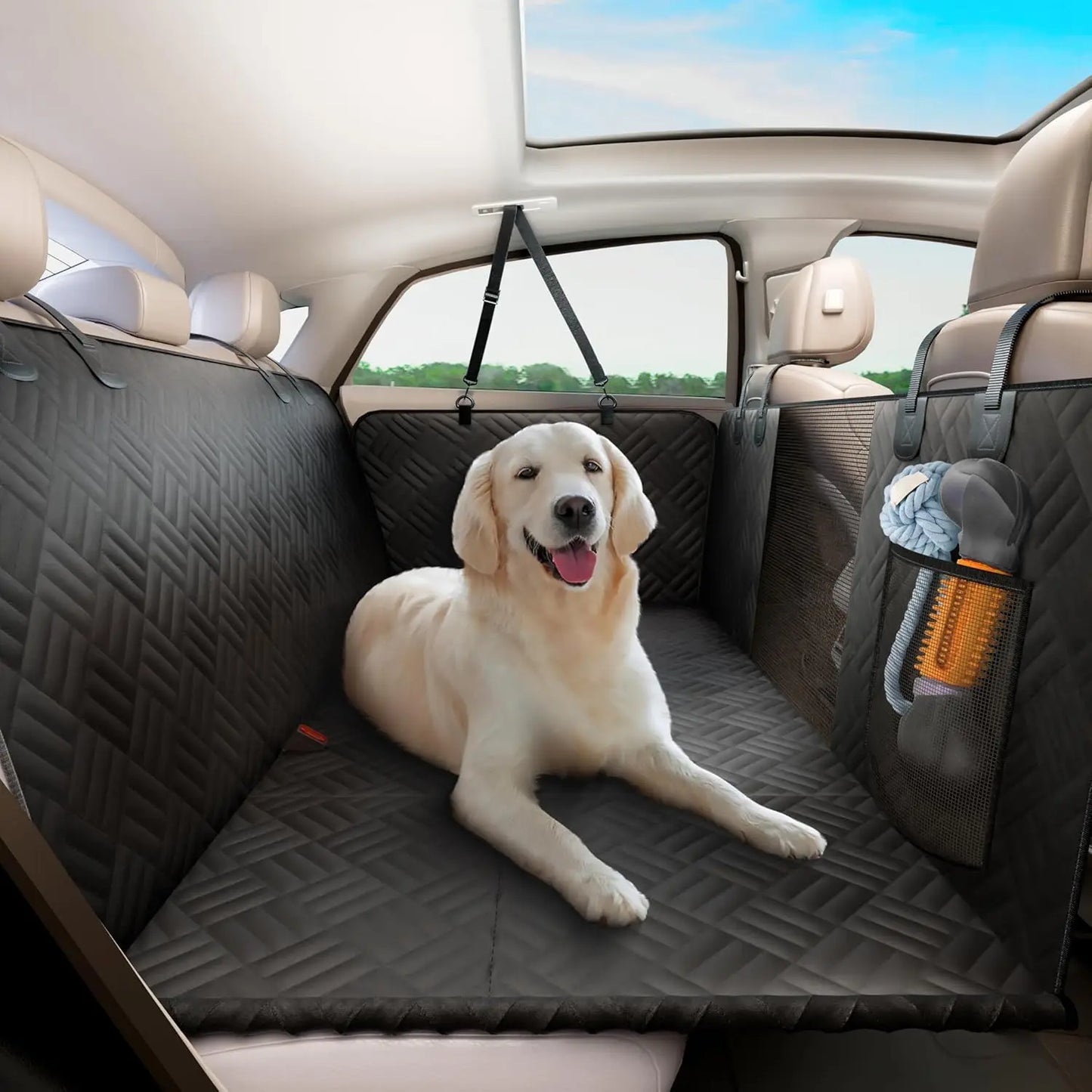 Rear Seat Dog Cover and Extender Hammock for Cars