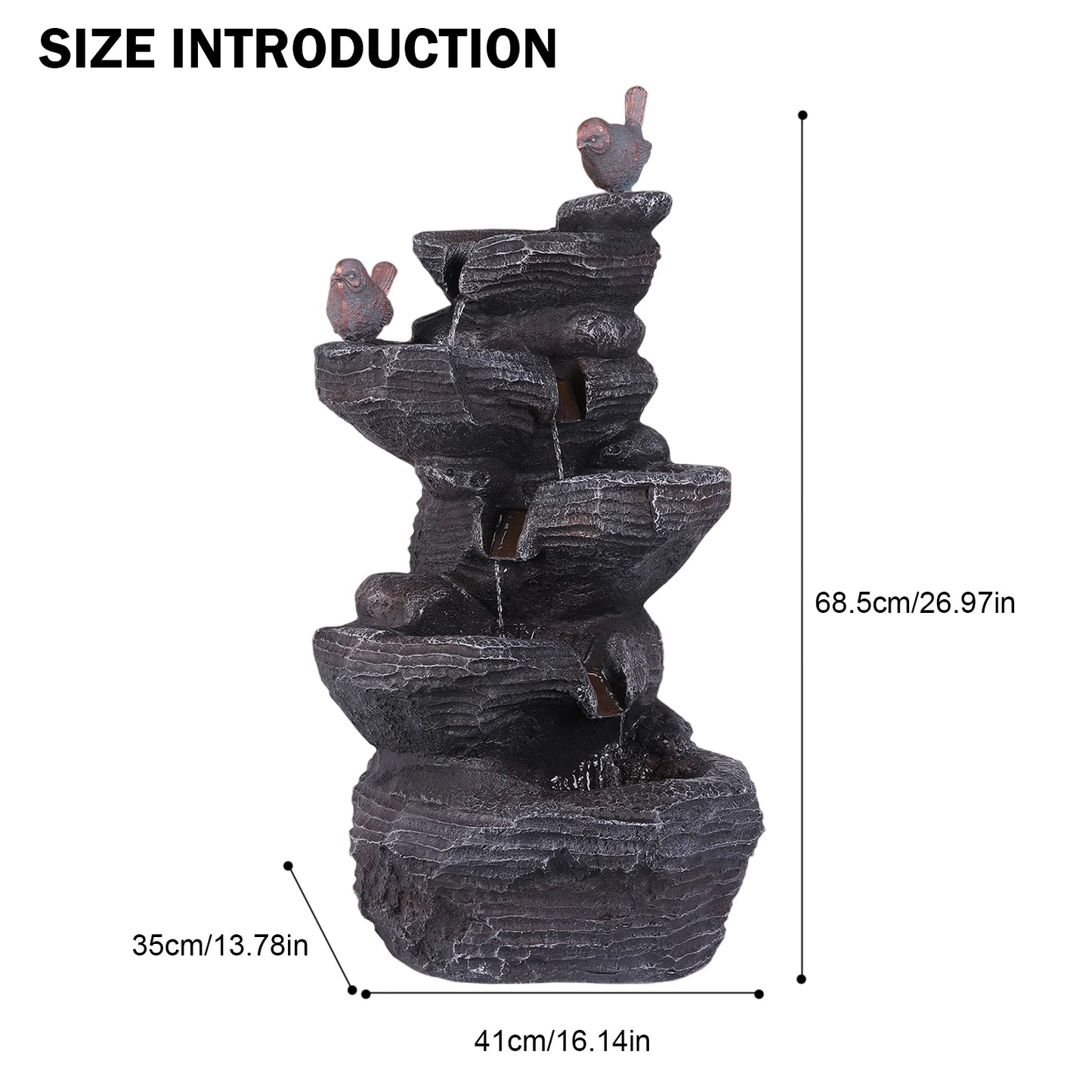 Outdoor Cascading Rock Water Fountain Five Tier Garden Decor