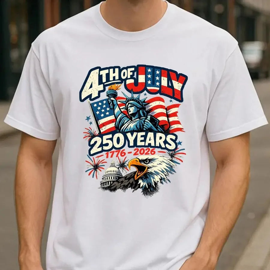 【New Arrival】Men's American Flag And Bald Eagle 250th Anniversary T-Shirt 1776-2026 - Commemorating The 250th Anniversary Of Inde