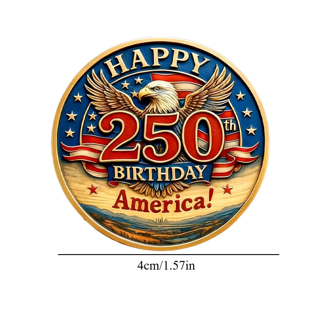 Happy 250th Birthday America Printing Gold Plated Collection Coin 250th Anniversary of U.S Independence Day Collection Coin