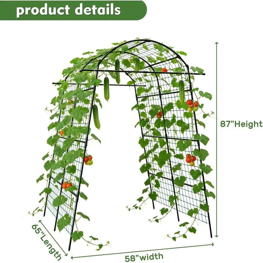 Sturdy Metal Garden Arch Trellis for Climbing Plants