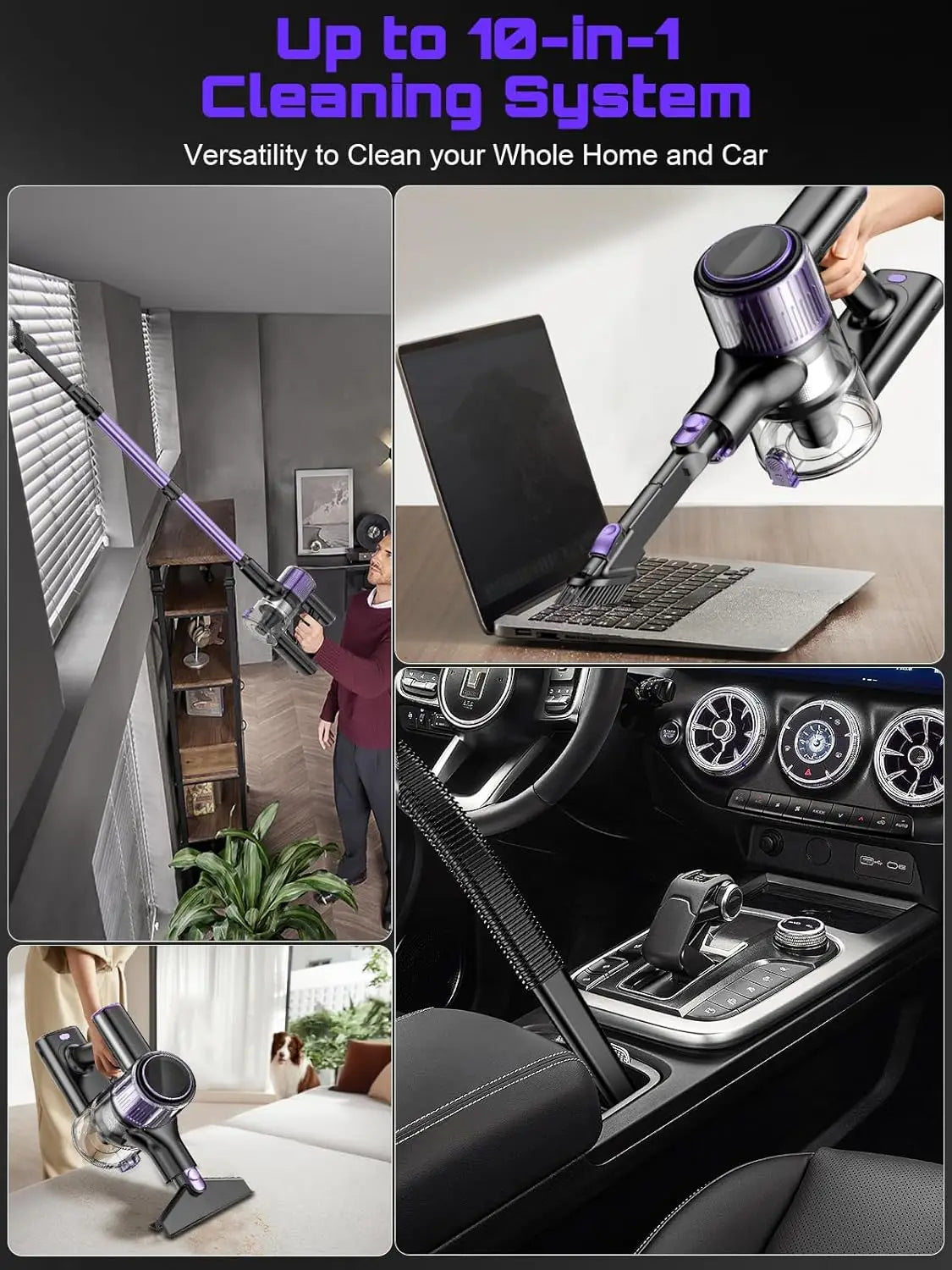 SUXIANGVACC Cordless Vacuum Cleaner 55KPa 500W 45min Run Time