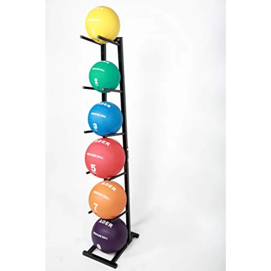 Sporting Goods Medicine Ball Rack for 5-6 Balls Steel Gray Heavy-Duty Storage Rack with Non-Slip Pads and Durable Coating