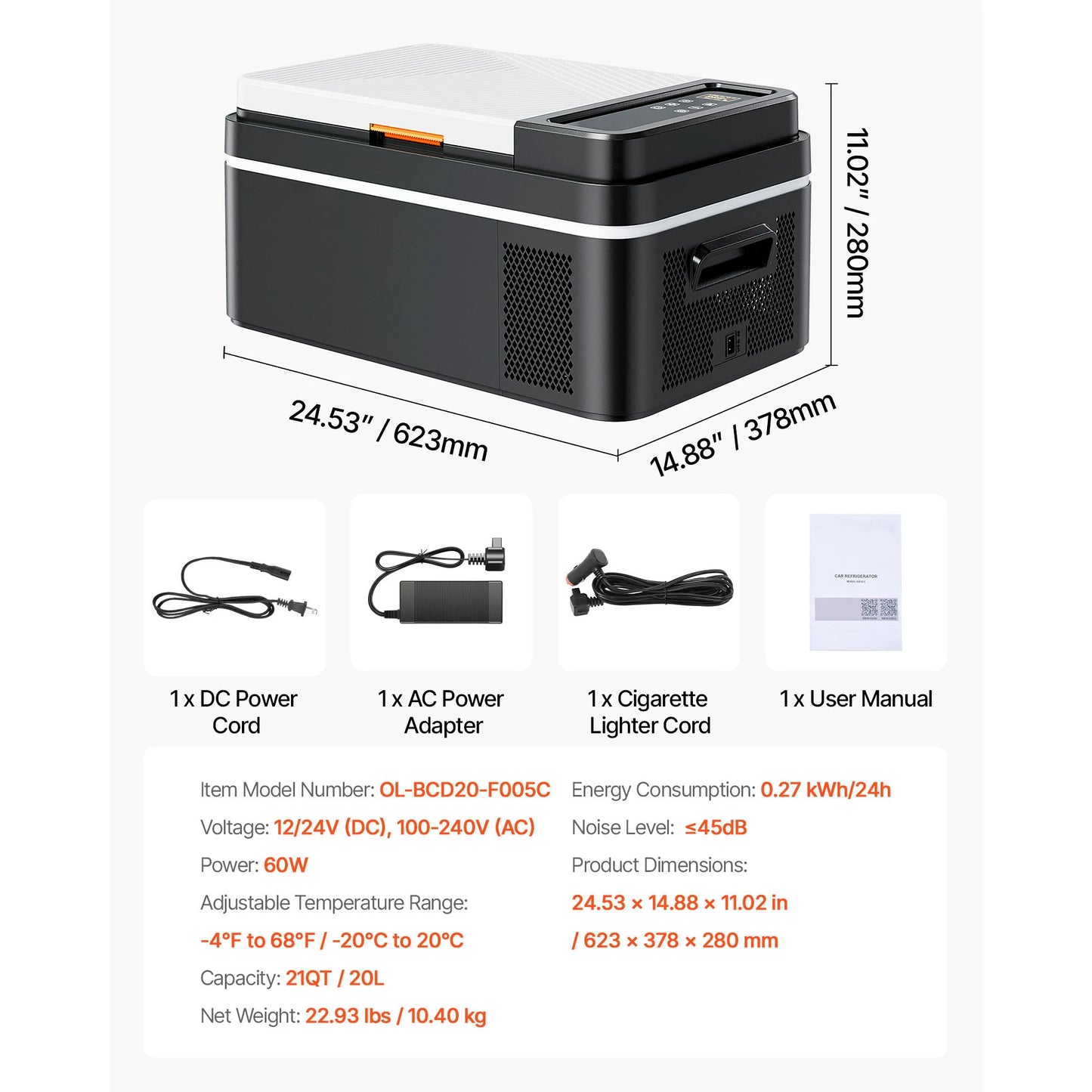 VEVOR Car Refrigerator Portable Compressor Cooler For Camping
