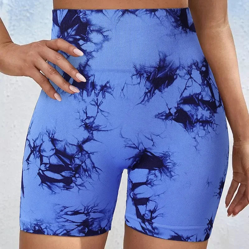 Tie-Dye Yoga Shorts For Women High Stretch Gym Running Fitness
