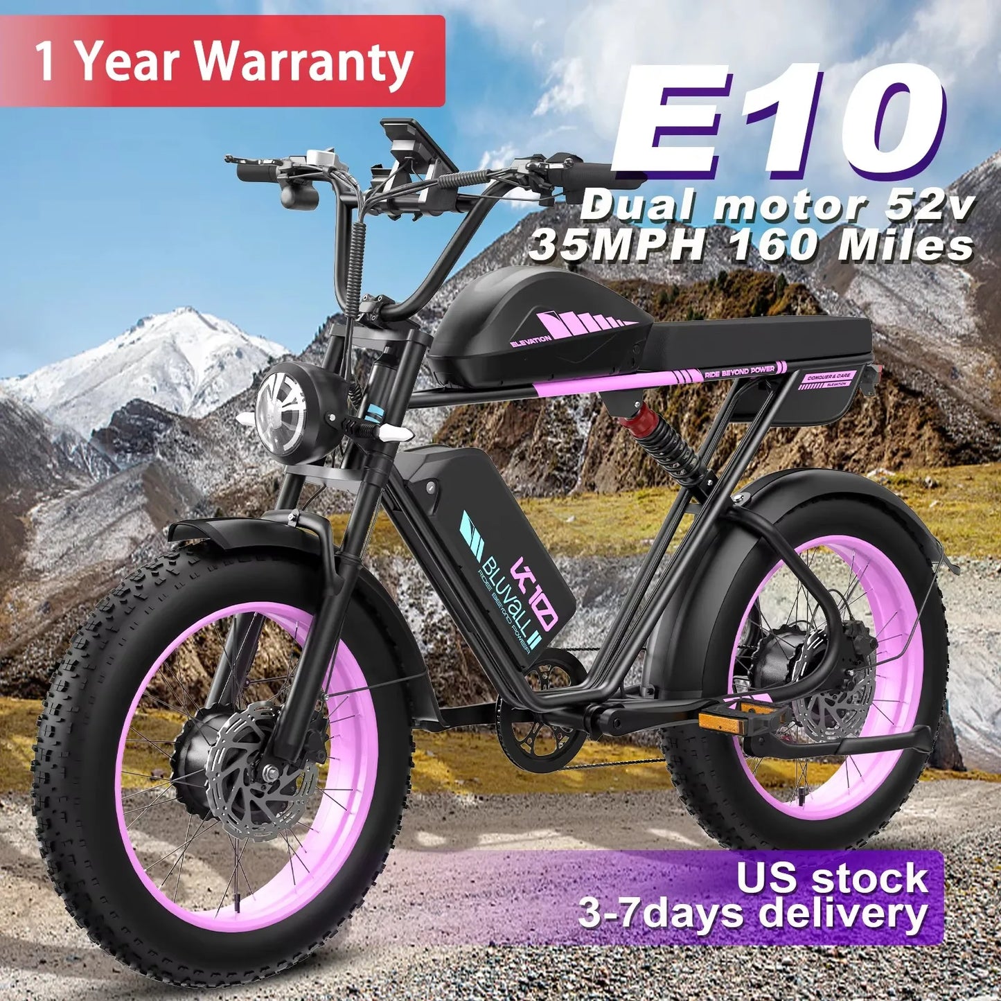 MOOBELO 2000W Dual-Motor Electric Fat Bike With Removable Battery 52V