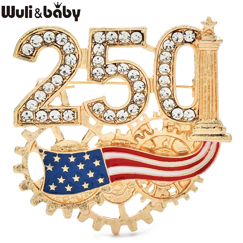 Wuli&baby America's 250th Independence Day Brooches For Women Unisex Eagle Animal Boweknot Flowers Design Party Brooch Pins Gift