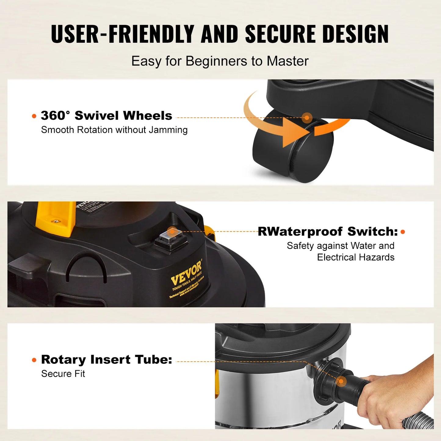 SucceBuy Wet Dry Shop Vacuum Powerful Suction for Carpets