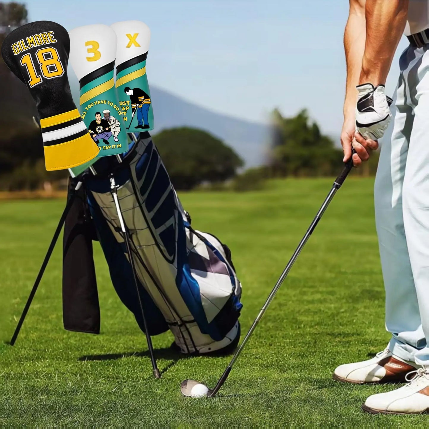 Happy Gilmore Golf Club Headcover for Drivers, Fairway Woods, Hybrid/Rescue, Premium pu Leather Golf Headcovers Set