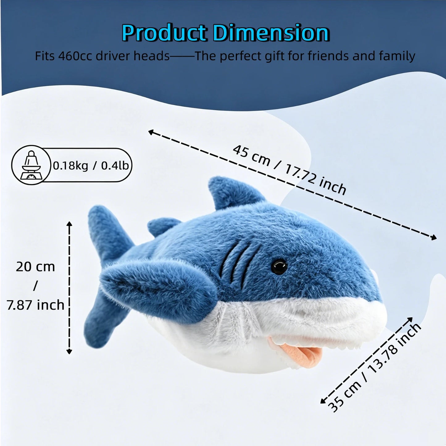HELLO NRC Golf Head Cover for Driver Animal Club Cover Cute Shark Plush Wood Headcover Funny Golf Accessory Golfer Gift 1pc
