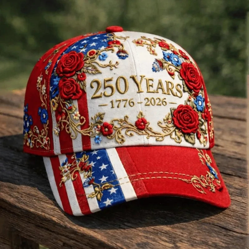America's 250th Anniversary Rose 3D Printed Baseball Cap Women's Baseball Cap for Daily Travel and Independence Day Celebration