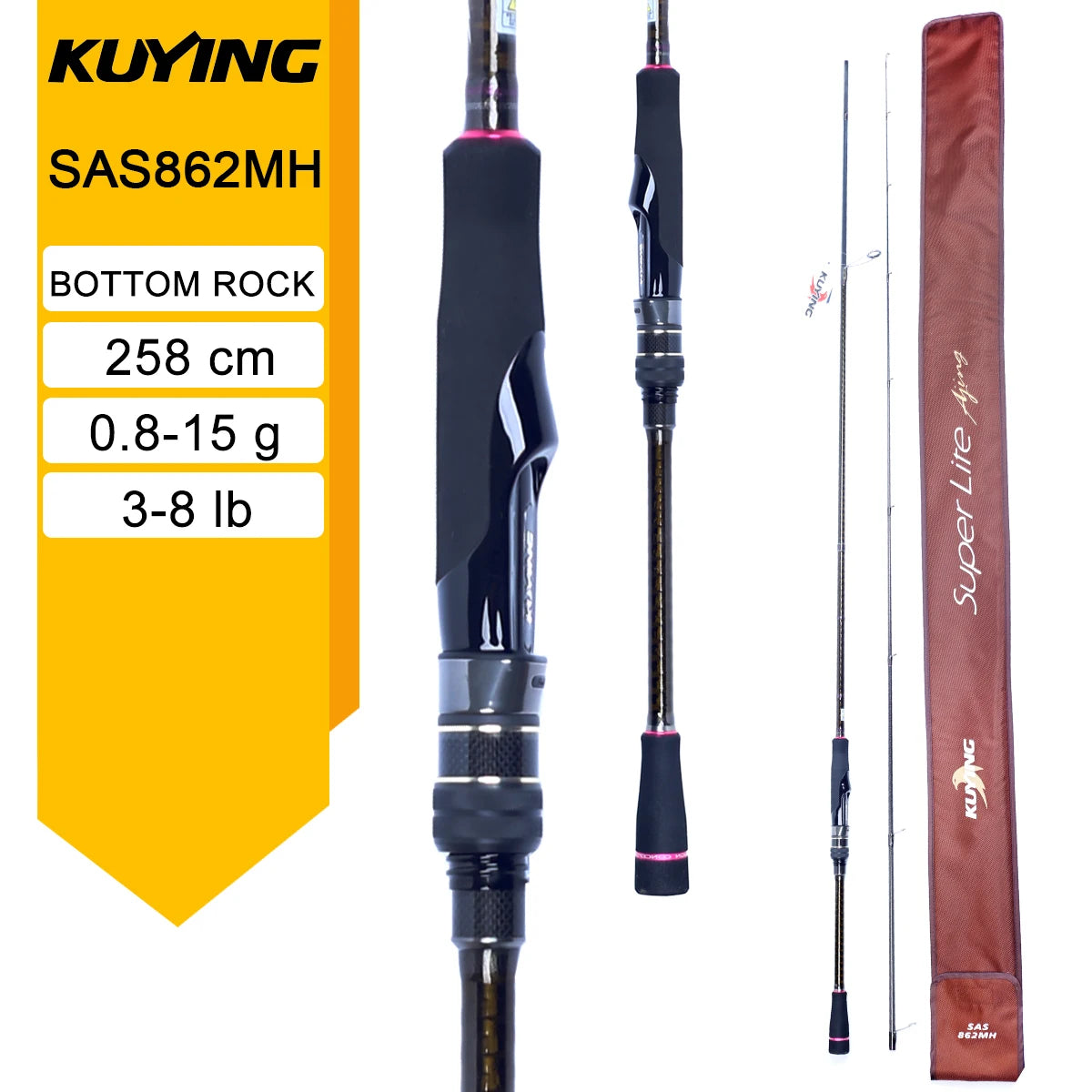 KUYING SUPERLITE Ajing 2.04m 2.28m 2.31m 2.58m Rock Spinning Casting Fast Fishing Rod Bottom Fish Speed