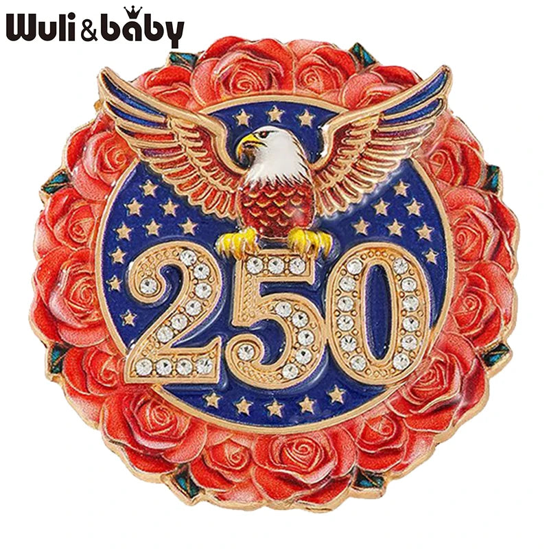 Wuli&baby America's 250th Independence Day Brooches For Women Unisex Eagle Animal Boweknot Flowers Design Party Brooch Pins Gift