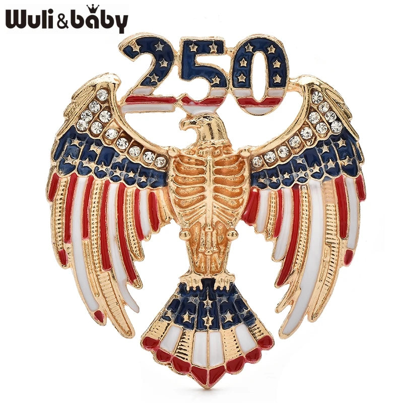 Wuli&baby America's 250th Independence Day Brooches For Women Unisex Eagle Animal Boweknot Flowers Design Party Brooch Pins Gift