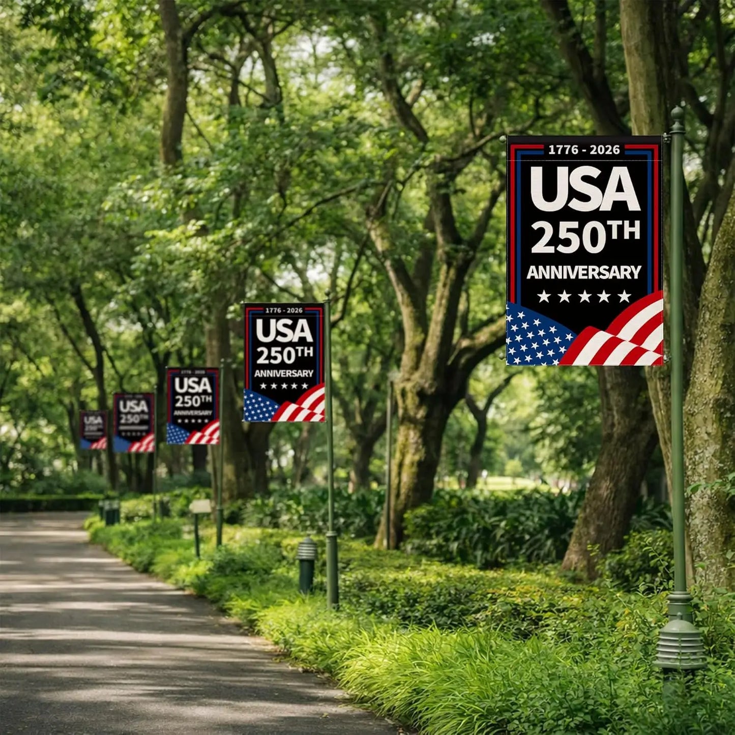 America Garden Flag 250, USA 250th Anniversary Banner 4th of July Patriotic Freedom Yard Sign Double-Sided Waterproof Flag 1 YYX