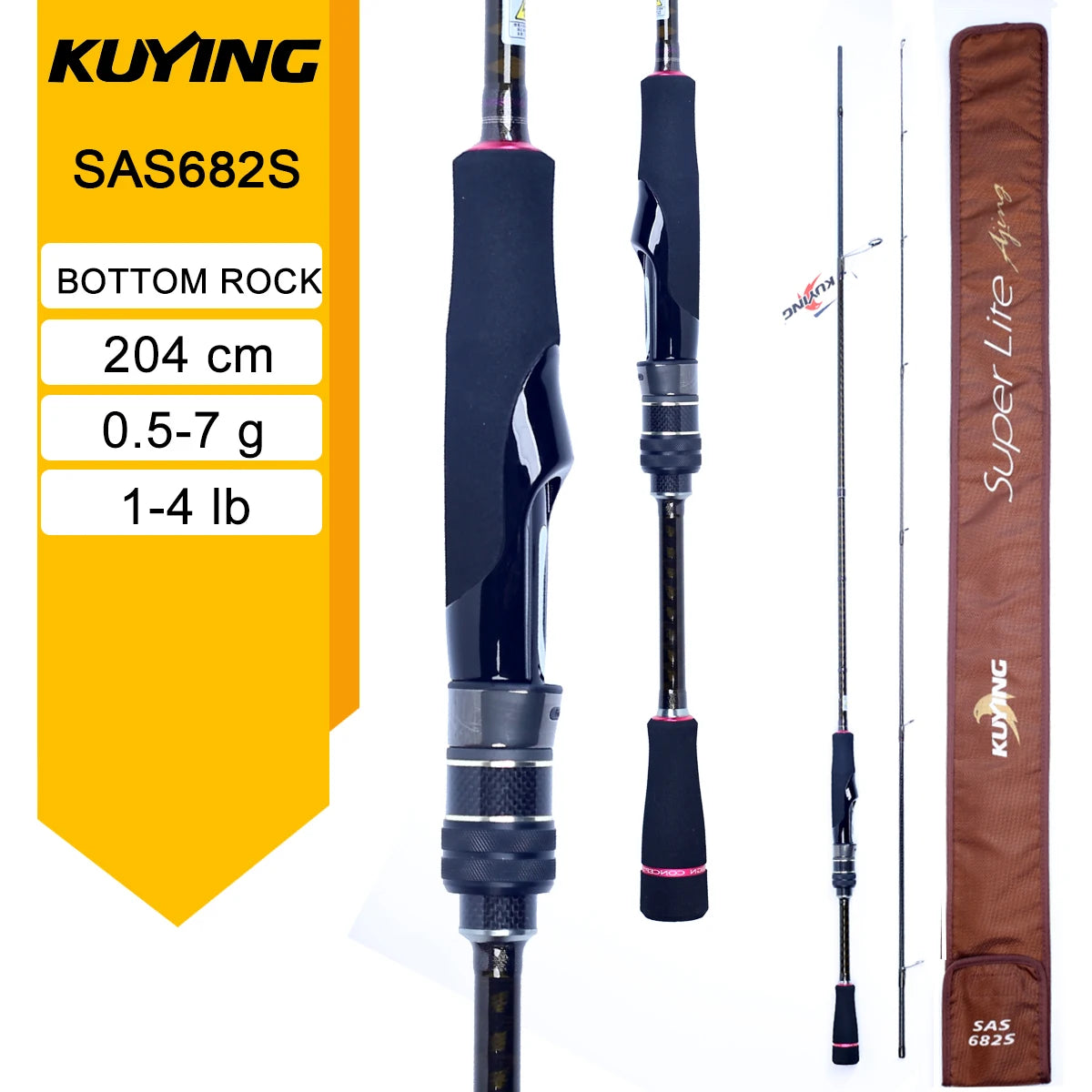 KUYING SUPERLITE Ajing 2.04m 2.28m 2.31m 2.58m Rock Spinning Casting Fast Fishing Rod Bottom Fish Speed