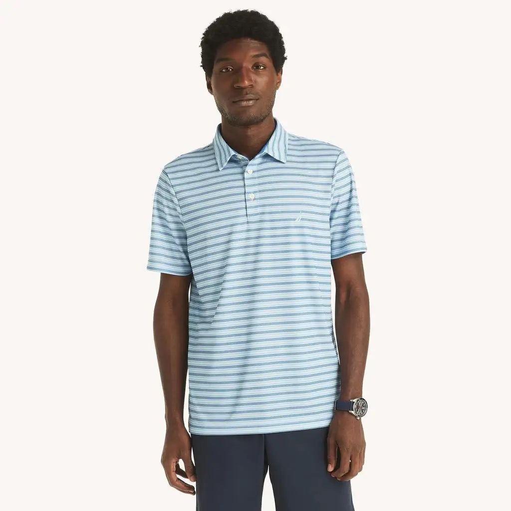 Nautica Men's Slim Fit Striped Golf Polo Shirt Casual Sportswear for Enhanced Comfort and Style