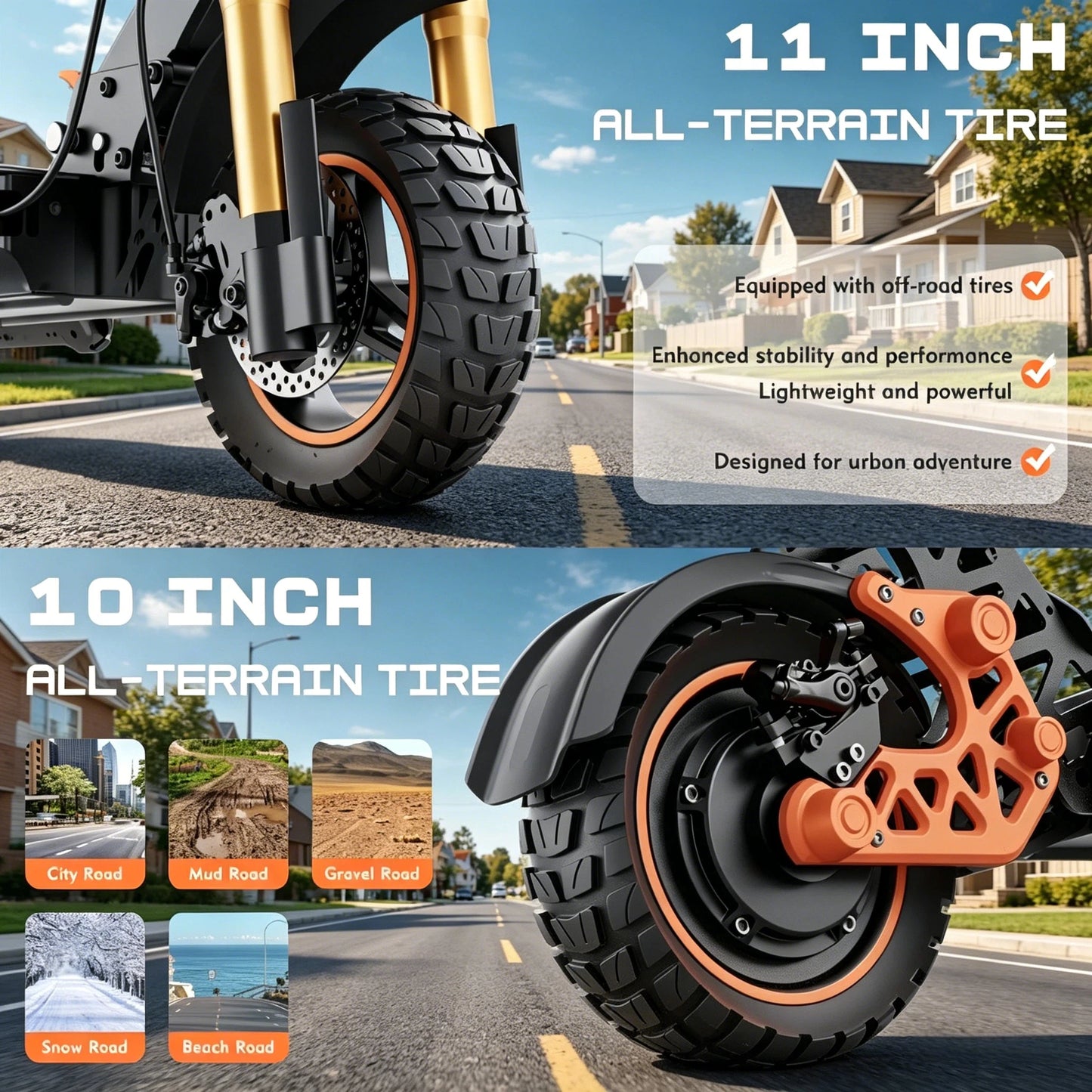 Electric Scooter w/ Seat & Storage, 1600W Motor, 48V 20.8Ah, 70-80km Range, Foldable, LED, Off-Road Tires