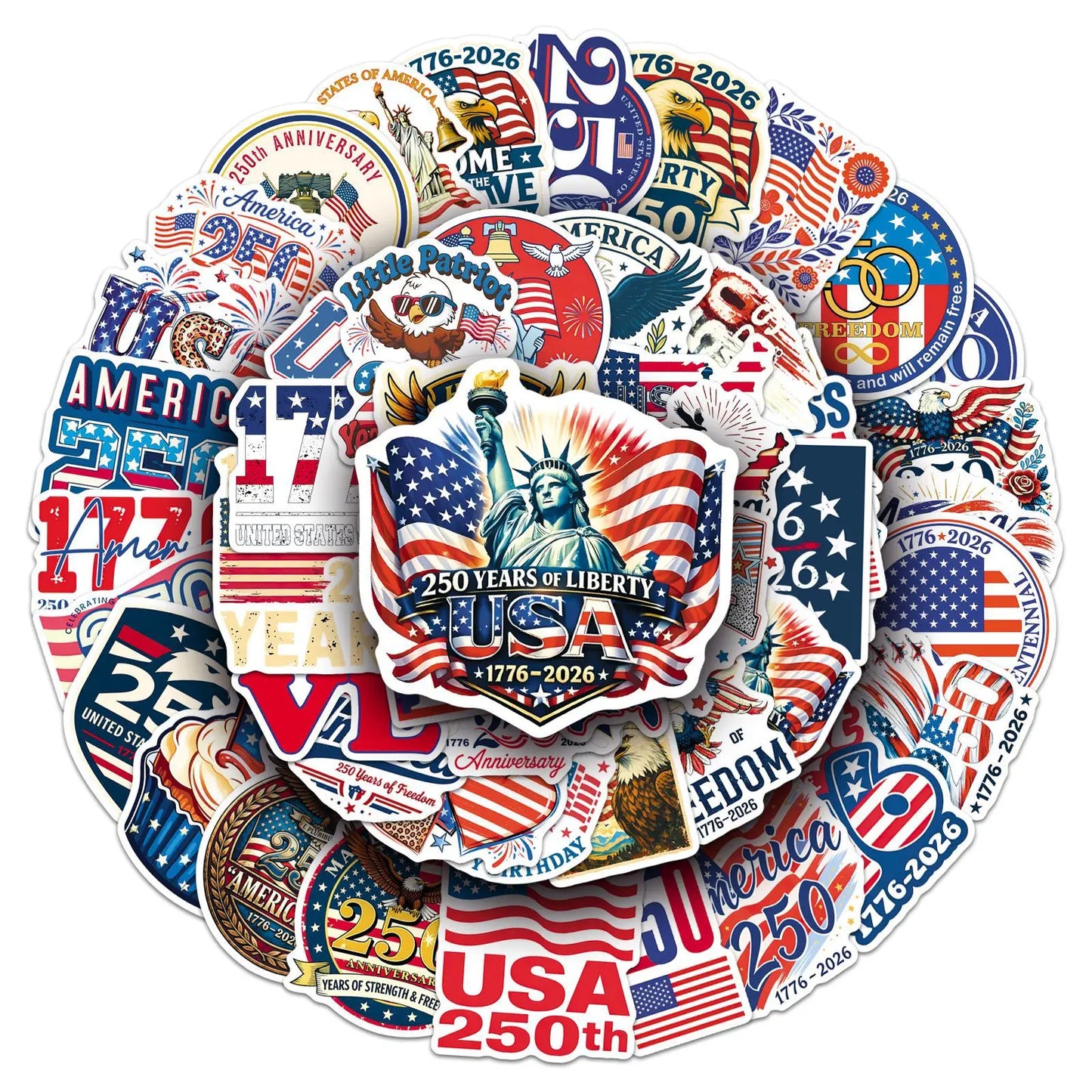 10/30/50 250th Anniversary of The Founding of The United States Stickers Independence Day DIY Guitar Luggage Waterproof Stickers