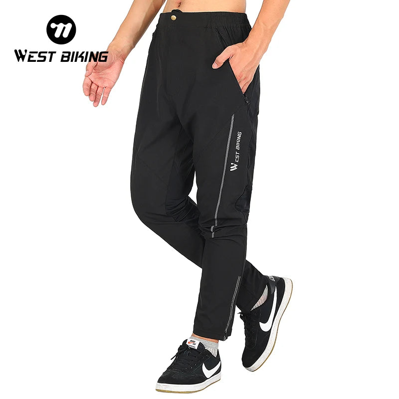 West Biking Men's MTB Quick Dry Pants Reflective Striped Joggers