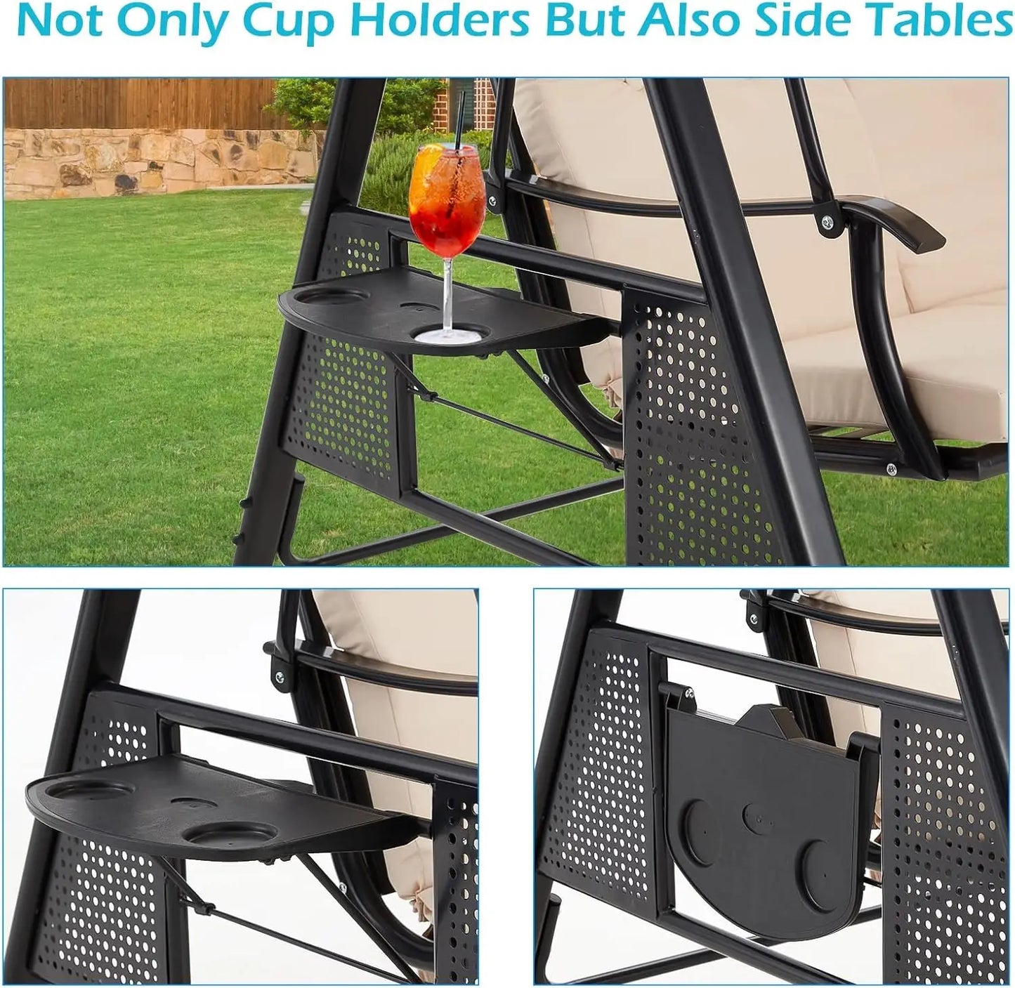 HUANZHUANG Outdoor Porch Swing With Adjustable Canopy
