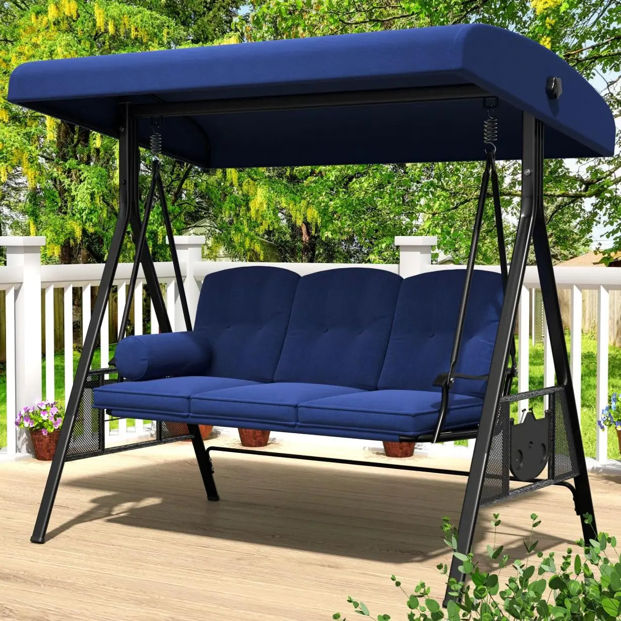 HUANZHUANG Outdoor Porch Swing With Adjustable Canopy