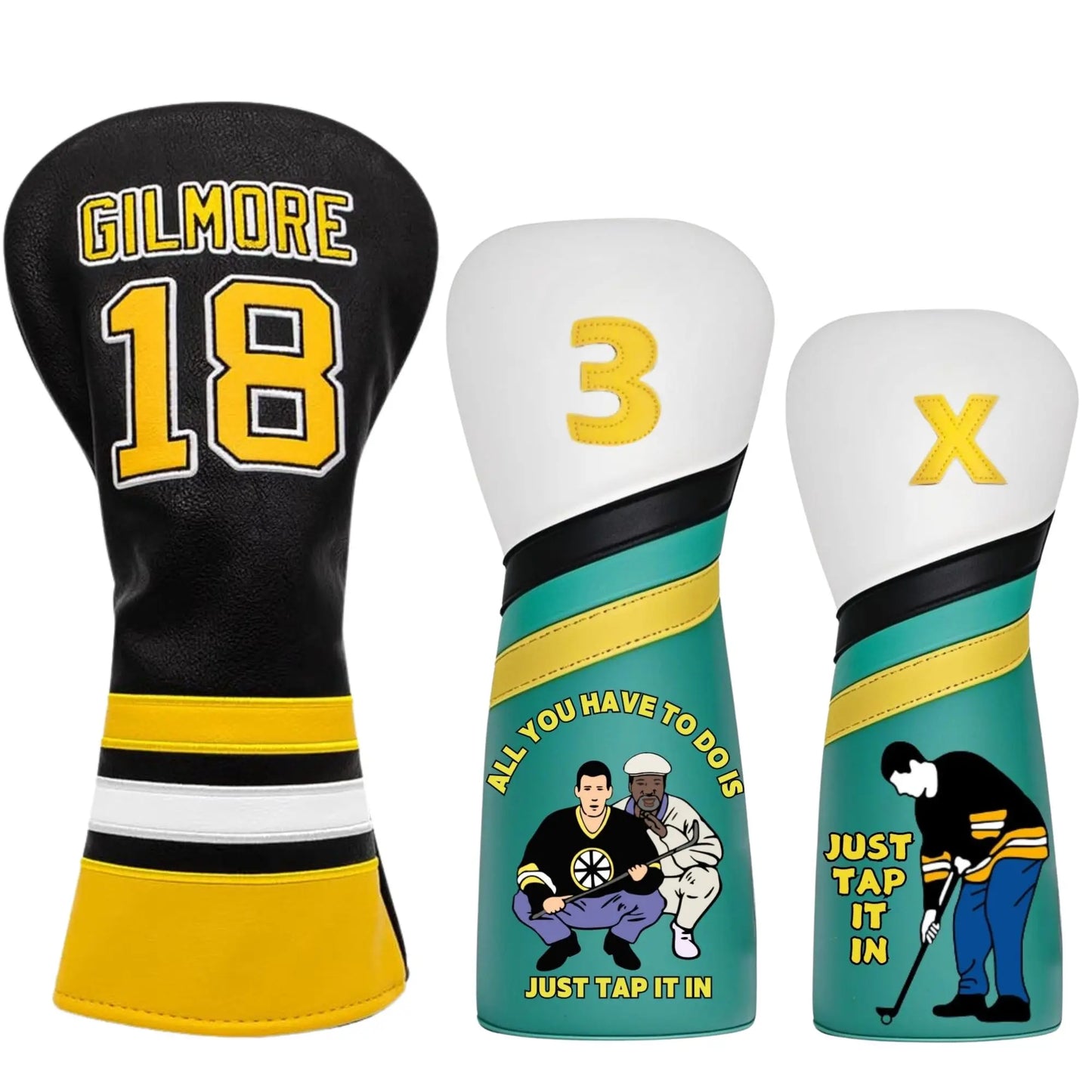 Happy Gilmore Golf Club Headcover for Drivers, Fairway Woods, Hybrid/Rescue, Premium pu Leather Golf Headcovers Set