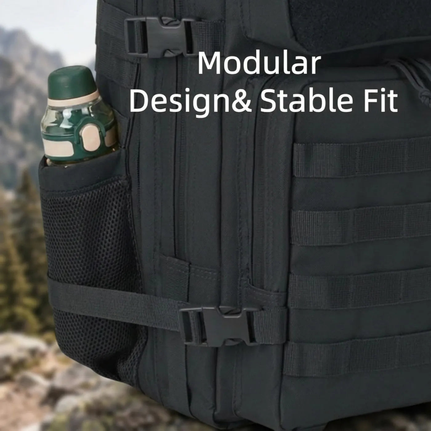45L Large Capacity Tactical Fishing Backpack Angling Rucksack with Dual Water Bottle Cup Holders Outdoor Camping Fishing Tackle Storage Backpack for Sea Fishing Bank Fishing Hiking Trekking Travel Sports EDC Daily Carry Outdo