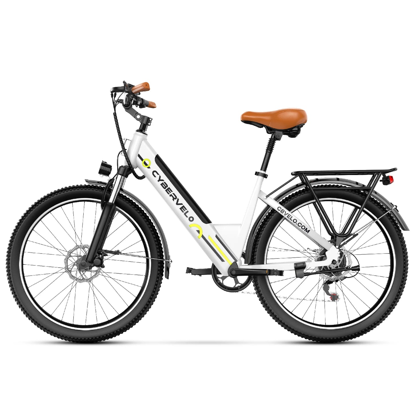 Cybervelo 1000W Peak Electric Bike for Adults 26" 7-Speed Removable Battery Ebike Up to 80 Miles Range Commuter Electric Bicycle for Beach Snow Men Women EK2