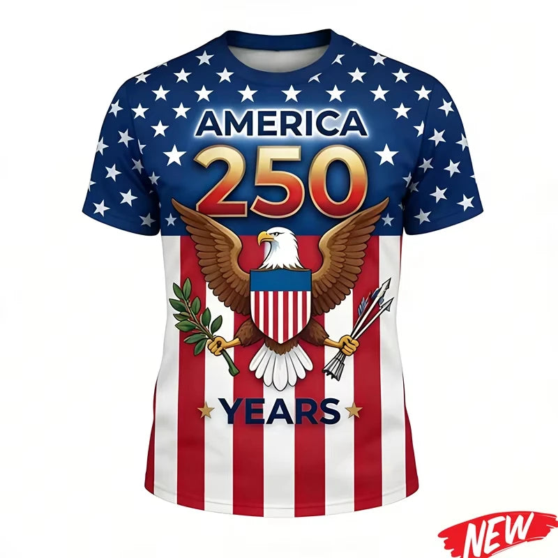 USA 250th Anniversary Commemorative T Shirt Short Sleeve 2026 New Style Family Style Casual for Adults Kids Suitable for Sports